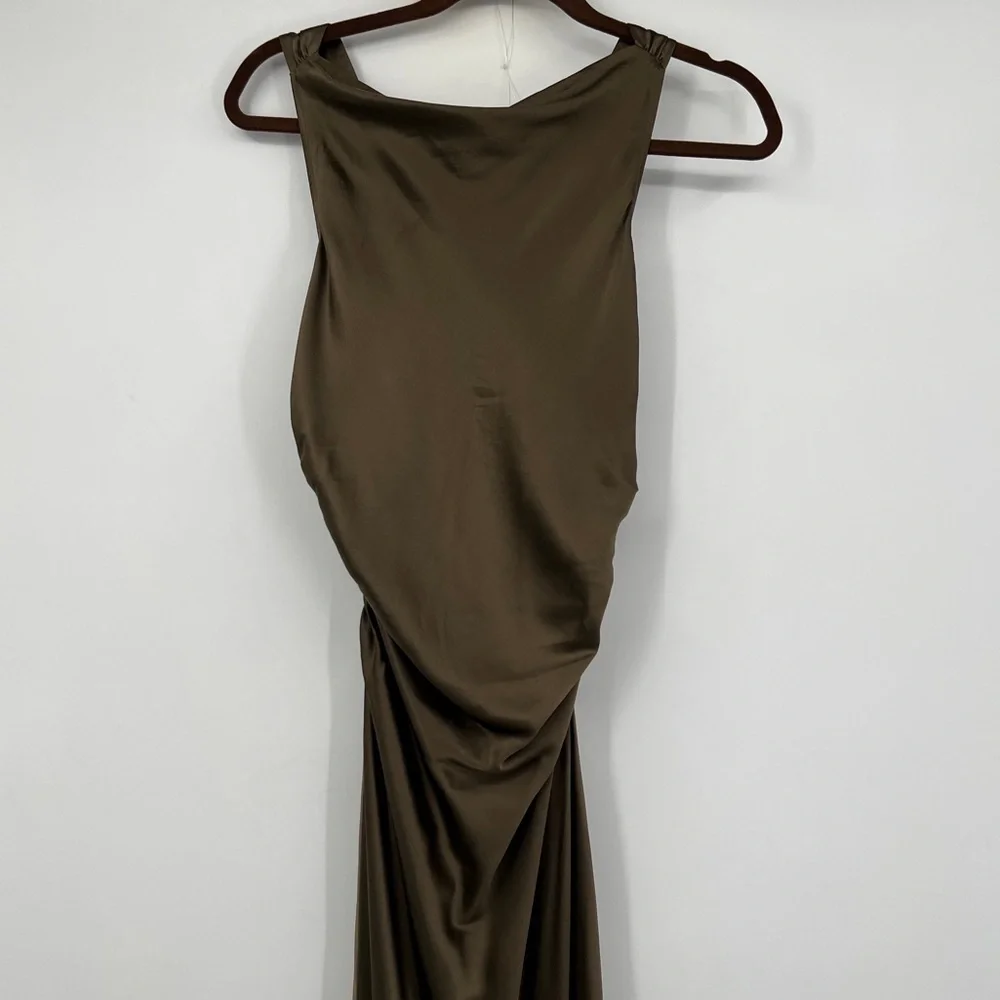 Reformation Elegant Satin Evening Gown Anaiis Silk Dress Morel NWT size 8 New - Picture 6 of 13